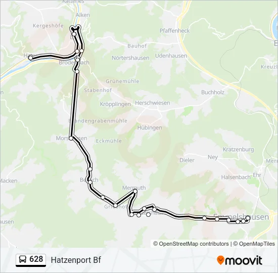 628 Bus Line Map