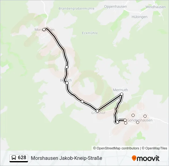 628 Bus Line Map