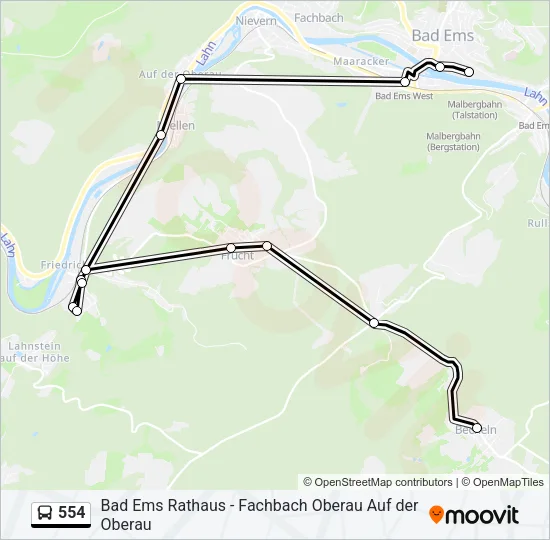 554 Bus Line Map