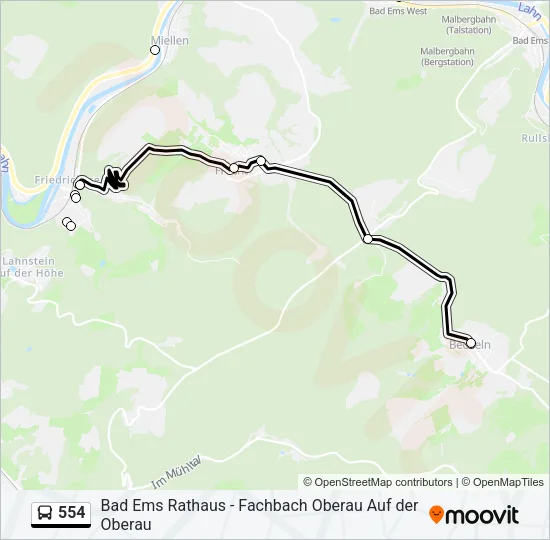 554 Bus Line Map