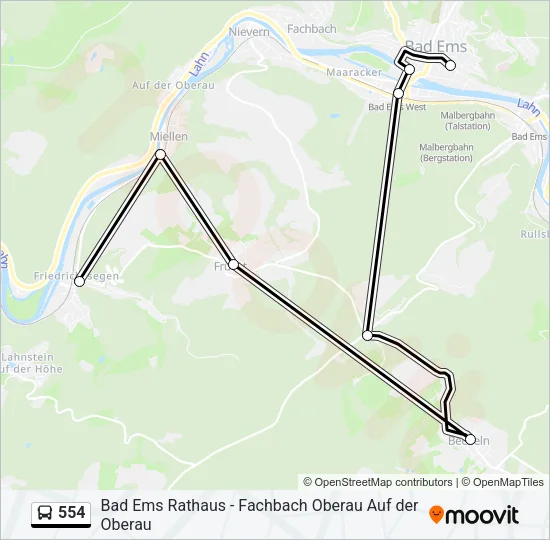 554 Bus Line Map