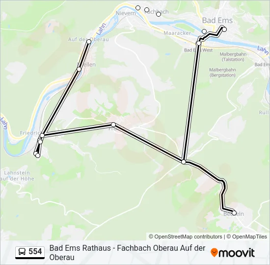 554 Bus Line Map