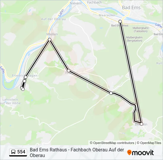 554 Bus Line Map