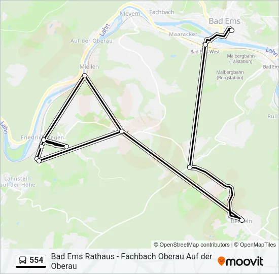 554 Bus Line Map