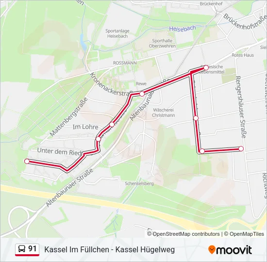 91 Bus Line Map