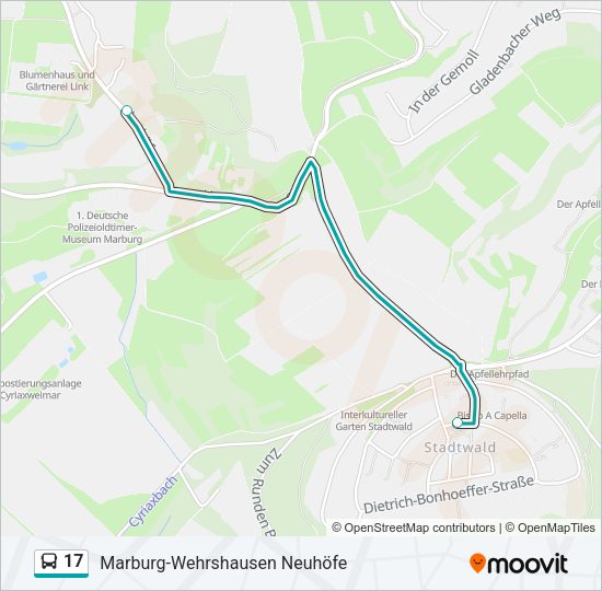 Автобус 17: карта маршрута