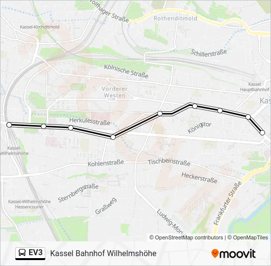 Автобус EV3: карта маршрута