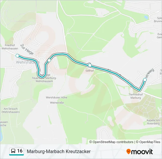 Автобус 16: карта маршрута