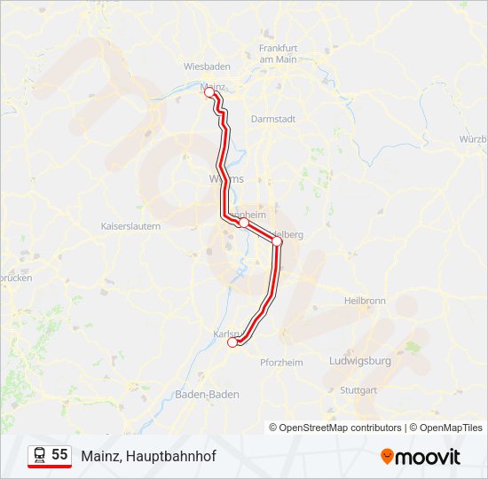 Поезд 55: карта маршрута
