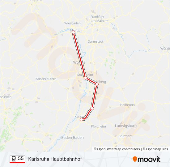 Поезд 55: карта маршрута