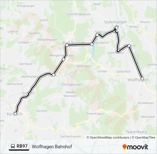 Buslinie RB97 Karte
