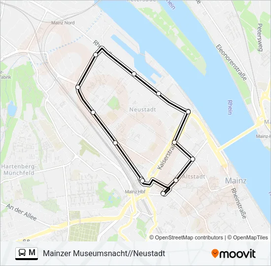 Автобус M: карта маршрута