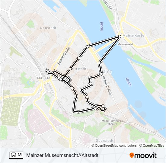 Автобус M: карта маршрута