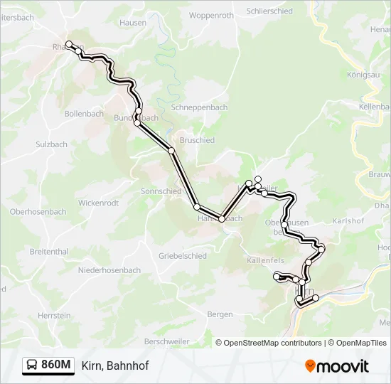 860M Bus Line Map