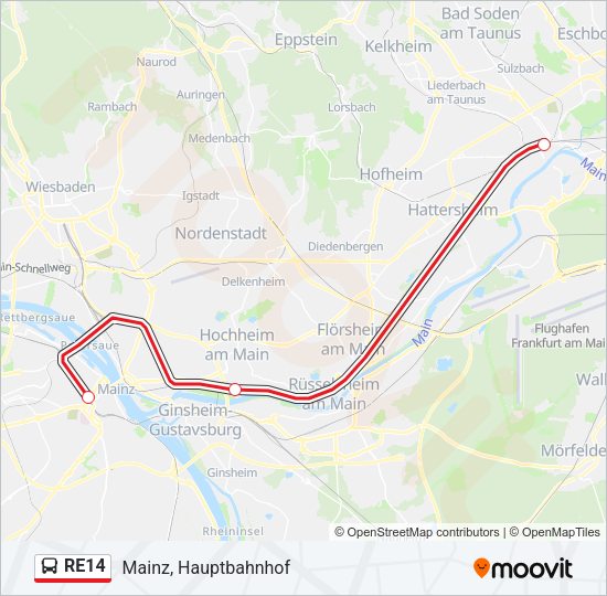 RE14 Bus Line Map