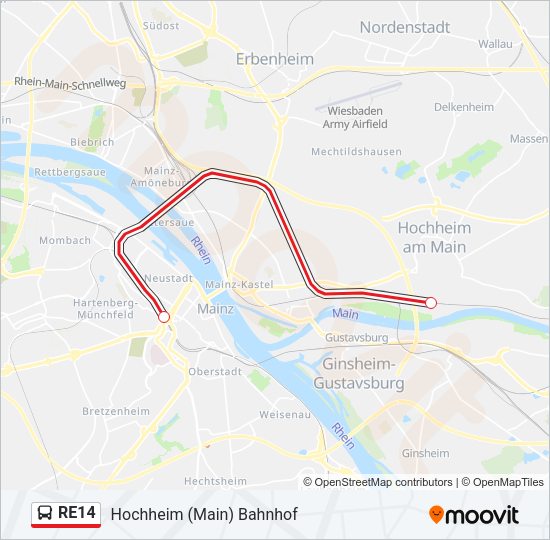 RE14 Bus Line Map