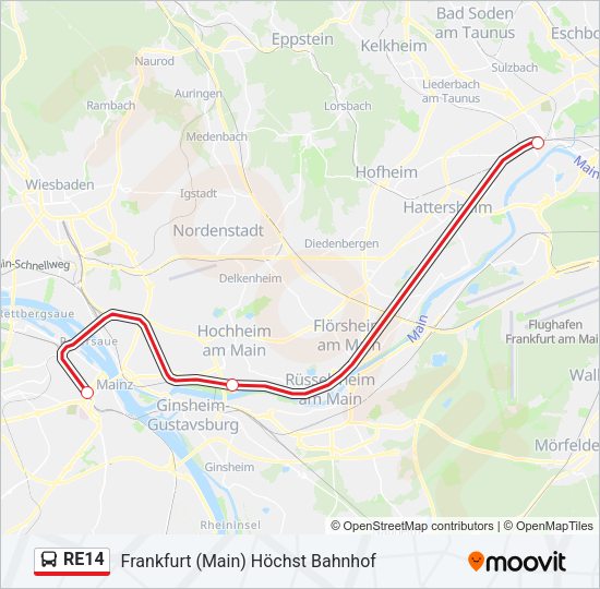 RE14 Bus Line Map
