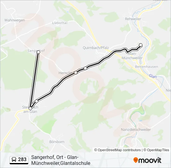283 Bus Line Map