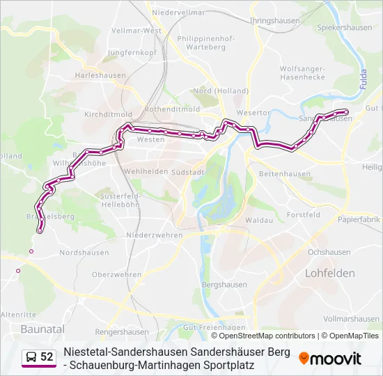 52 Bus Line Map