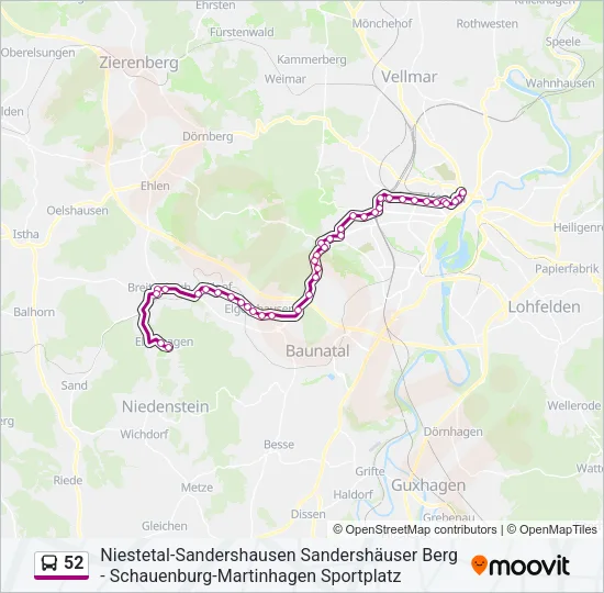 52 Bus Line Map