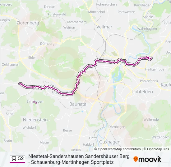 52 Bus Line Map