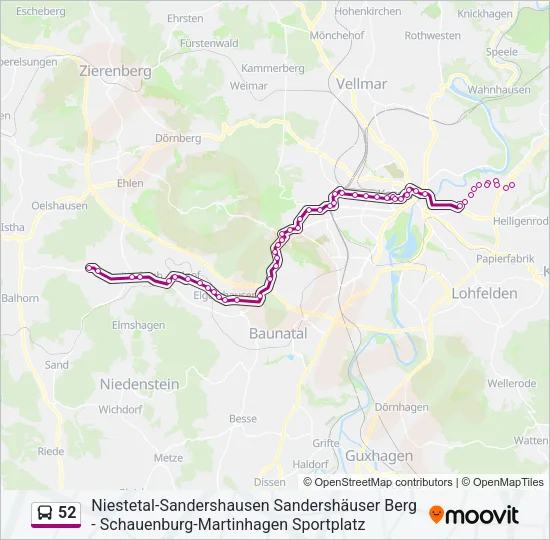 52 Bus Line Map