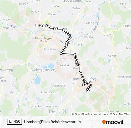 Автобус 450: карта маршрута
