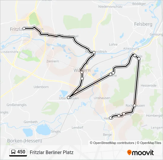 Автобус 450: карта маршрута