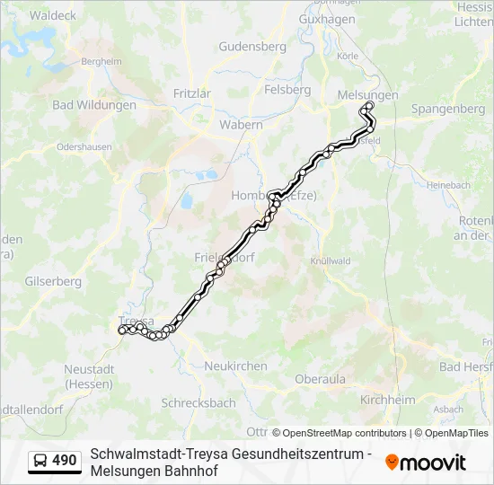 Автобус 490: карта маршрута