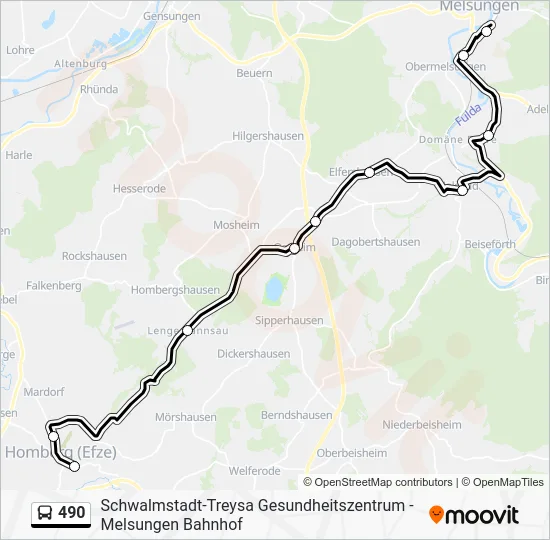 Автобус 490: карта маршрута