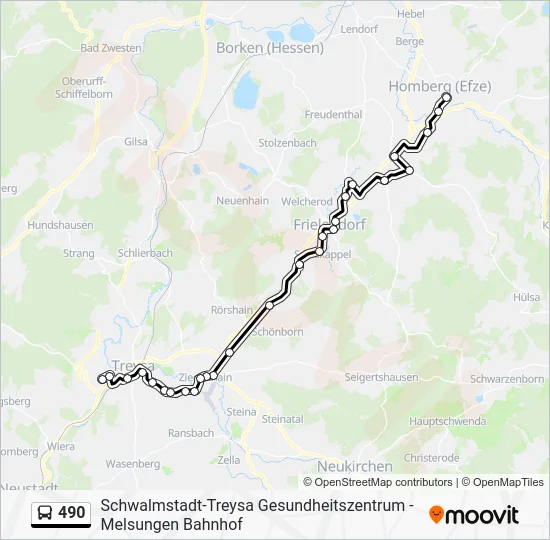 Автобус 490: карта маршрута