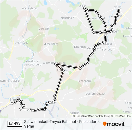 493 Bus Line Map