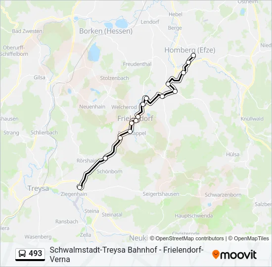 493 Bus Line Map
