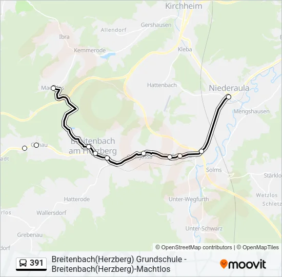 391 Bus Line Map