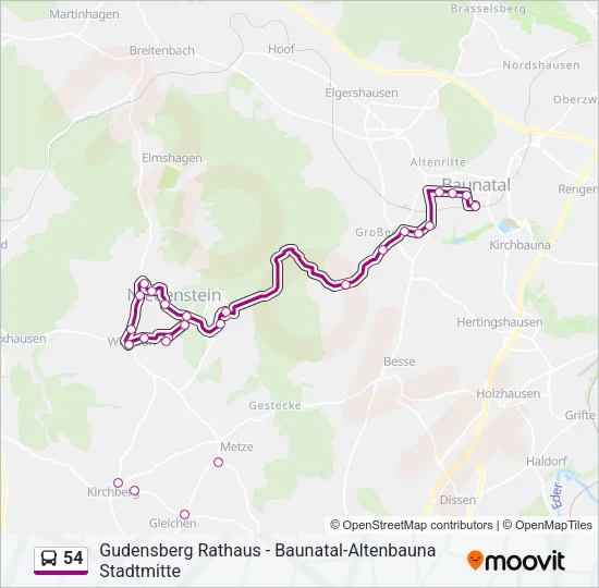 54 Bus Line Map