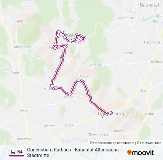 54 Bus Line Map
