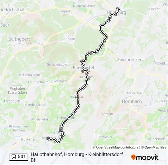 501 Bus Line Map