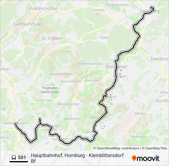 501 Bus Line Map
