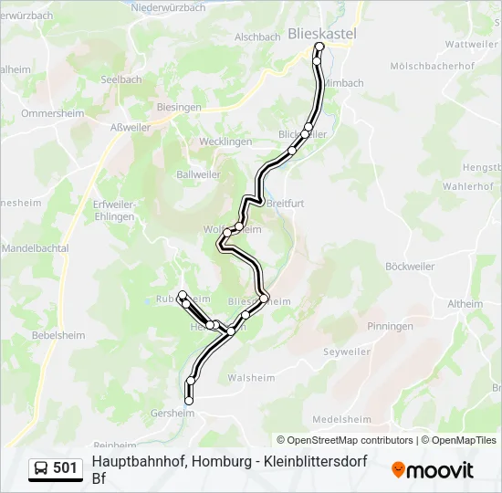 501 Bus Line Map