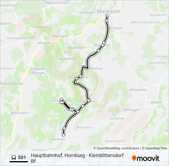 501 Bus Line Map