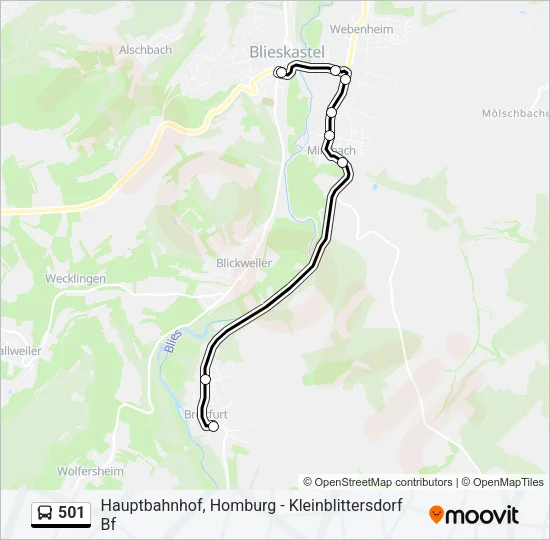 501 Bus Line Map
