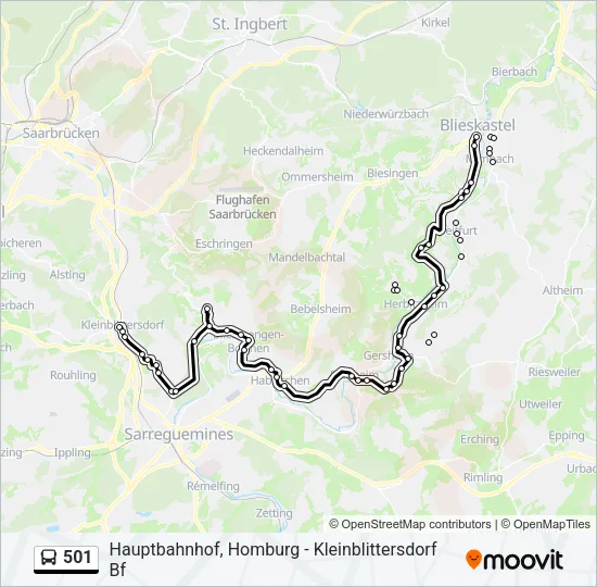 501 Bus Line Map