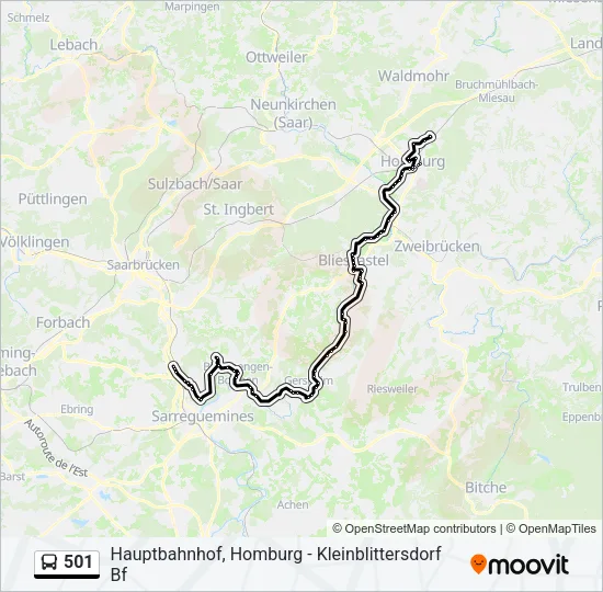 501 Bus Line Map