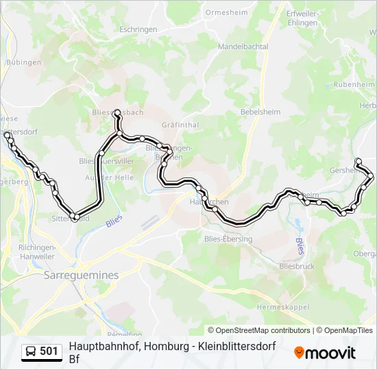501 Bus Line Map