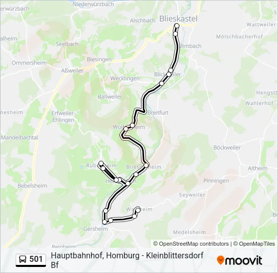 501 Bus Line Map