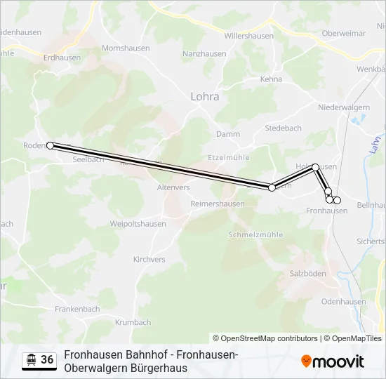 S-Bahn 36: карта маршрута