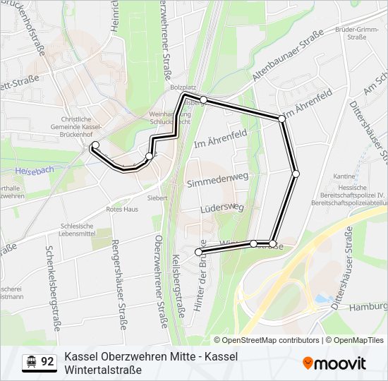 S-Bahn 92: карта маршрута