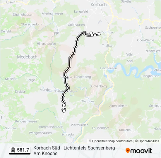 S-Bahn 581.7: карта маршрута