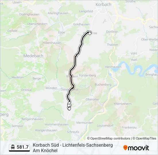 S-Bahn 581.7: карта маршрута