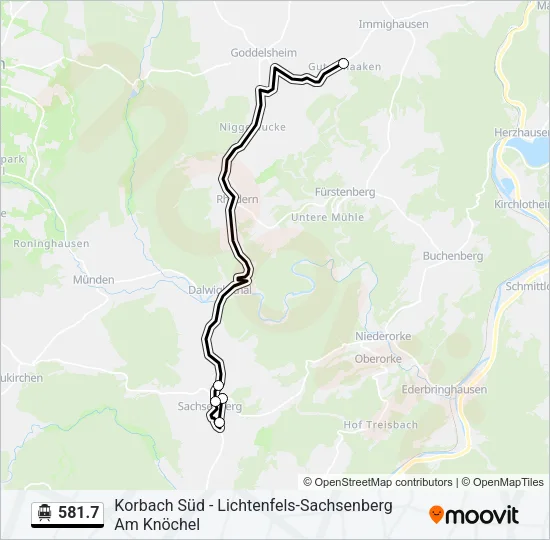 S-Bahn 581.7: карта маршрута